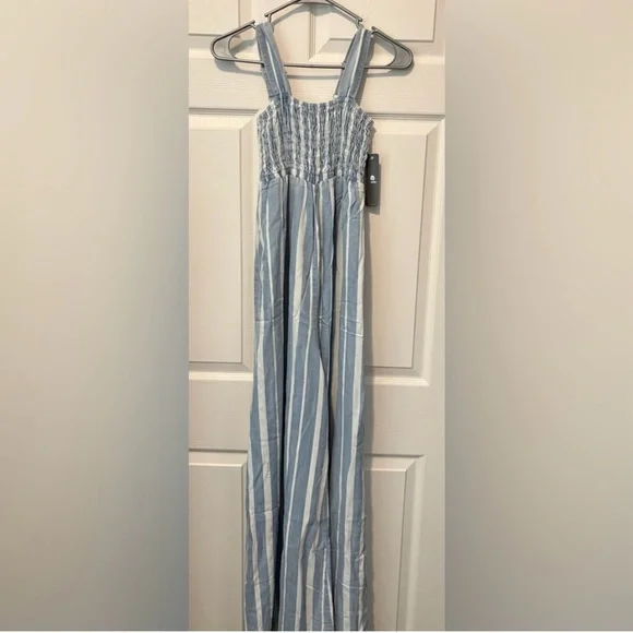 Tractr Blue and White Striped Jumpsuit - Picture 5 of 6